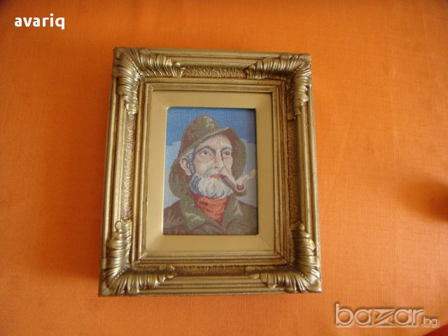 Гоблен - Стареца с лула , снимка 2 - Гоблени - 12618357