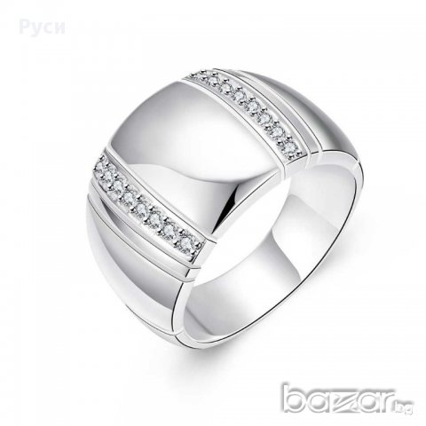 Пръстен сребърно покритие широк 
