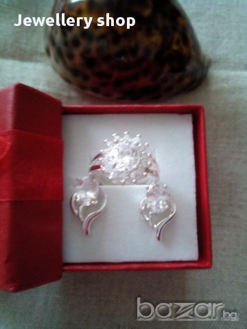 Сребърни обеци и пръстен, комплект Френд, код 0702, снимка 3 - Бижутерийни комплекти - 9304139