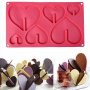 6 двойно сглобяеми сърца сърце оригами силиконов молд декор украса торта мъфин фондан шоколад, снимка 1 - Форми - 17377369