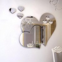 Стикери за стена Огледален стикер Сърце за украса декорация на стена бяна мебели, снимка 2 - Декорация за дома - 25812032