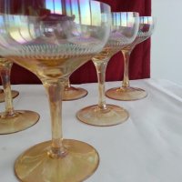 Ретро стъклени чаши за вино кана и чаши перлени и гравирани , снимка 9 - Антикварни и старинни предмети - 20343831