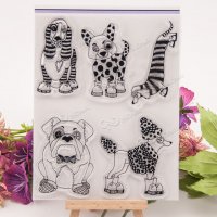 5 смешни кучета силиконов гумен печат декор украса за бисквитки фондан Scrapbooking, снимка 1 - Други - 22912975