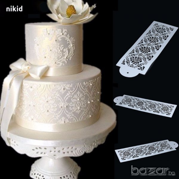 Дантела дамаска шаблон стенсил спрей за торта украса кекс декорация с пудра захар, снимка 1