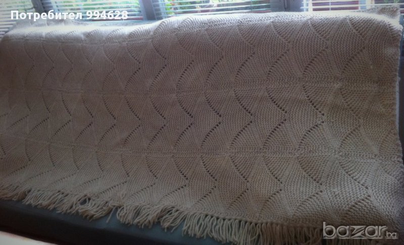 Плетена вълнена покривка за спалня в комплект с 2 възглавници, снимка 1