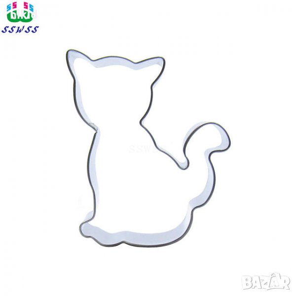 Коте Котка подвита опашка метална форма резец украса бисквитки фондан пита тесто, снимка 1