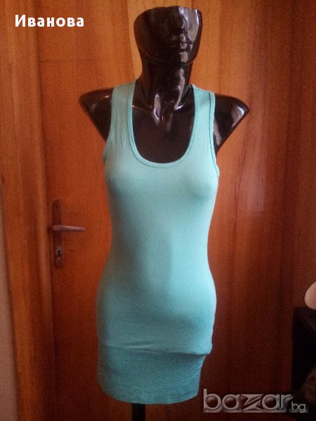 Тюркоазена рокля по тялото С / М, снимка 1