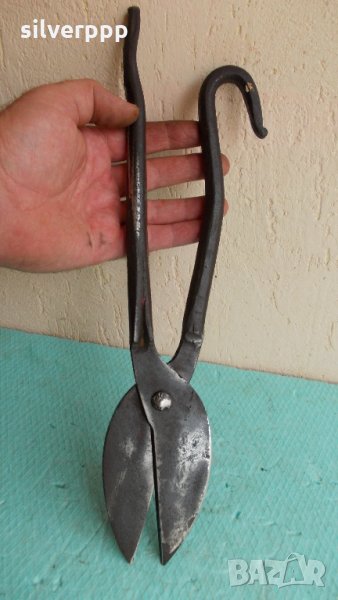 Стара ръчно кована ножица за ламарина , снимка 1