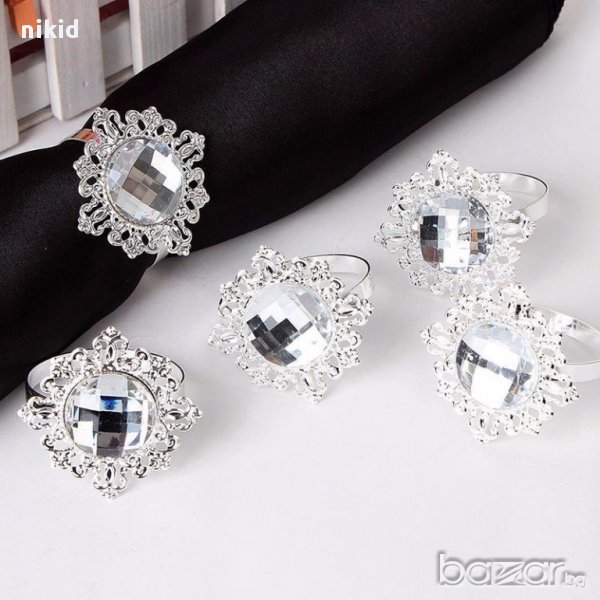 прозрачен камък пръстен халка декорация за трапезата на салфетки и кърпи, снимка 1