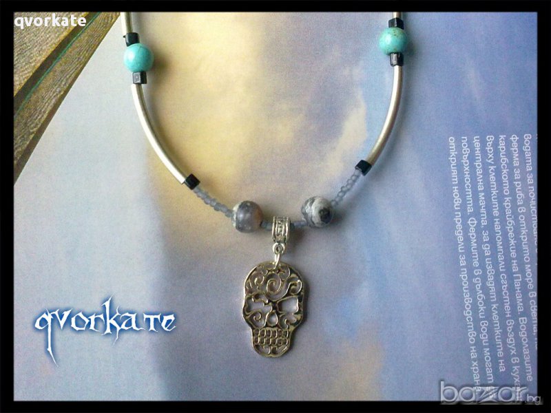 Колие и обеци с череп, снимка 1