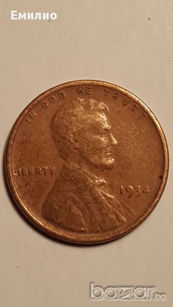 1 CENT 1934 LINCOLN WHEAT, снимка 1
