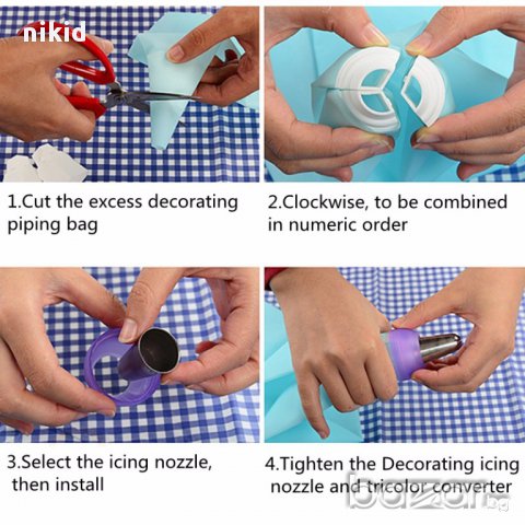 трицветен троен голям адаптор съединител  за пош шприц дюза  украса трицветна декорация торта, снимка 5 - Аксесоари за кухня - 13376530