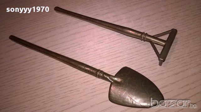 АНТИК-Лопатка и гребло-18х4см-мед/месинг-внос франция, снимка 3 - Колекции - 17851653