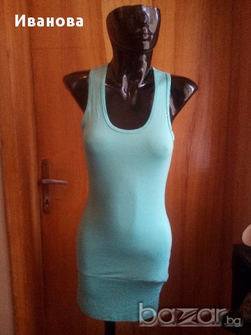 Тюркоазена рокля по тялото С / М, снимка 1 - Рокли - 15186595