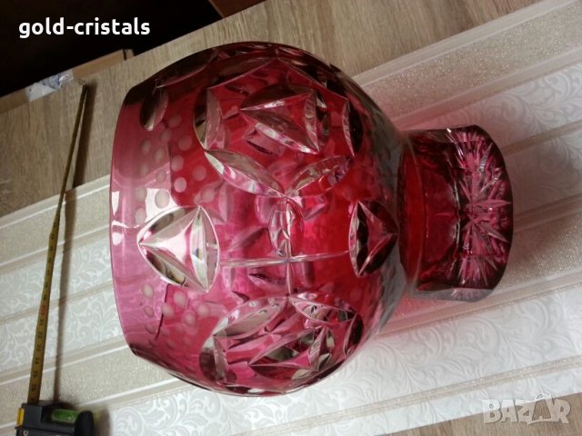  кристална купа цветен червен кристал, снимка 6 - Антикварни и старинни предмети - 23011803