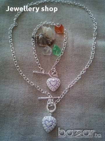 Сребърен комплект гривна и колие Проба 925, код 0716, снимка 7 - Бижутерийни комплекти - 9304396