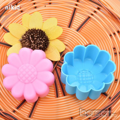 маргаритка слънчоглед бонбон калъп силиконов молд декор украса торта мъфин фондан гипс сапун тесто о