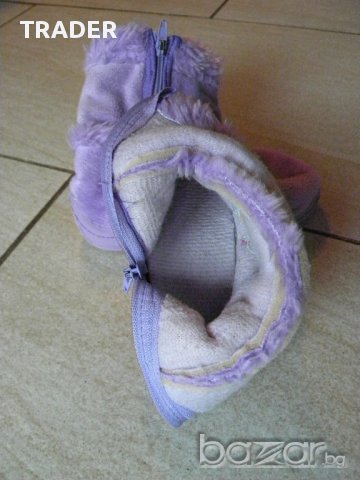 Детски лилави пантофи, тип ботуш, размер 23, стелка 14см , снимка 4 - Бебешки обувки - 13331451
