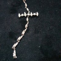 голям сребърен кръст с камъни гъвкав -сребро 925, снимка 2 - Колиета, медальони, синджири - 20032019