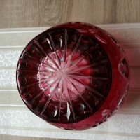  кристална купа цветен червен кристал, снимка 8 - Антикварни и старинни предмети - 23011803
