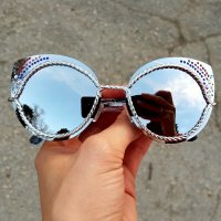 код 346 слънчеви очила сребърни огледални с кристали, снимка 2 - Слънчеви и диоптрични очила - 20191606