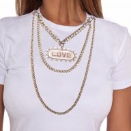 ТОТАЛЕН ХИТ! Дамски топ LOVE NECKLACE с CK принт! Бъди различна, поръчай модел с твоя идея!, снимка 2 - Тениски - 15286463