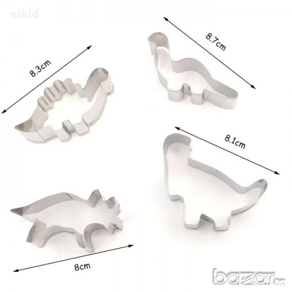 4 бр метални резци резец динозавър динозаври форма за украса декор сладки фондан торта и др., снимка 1