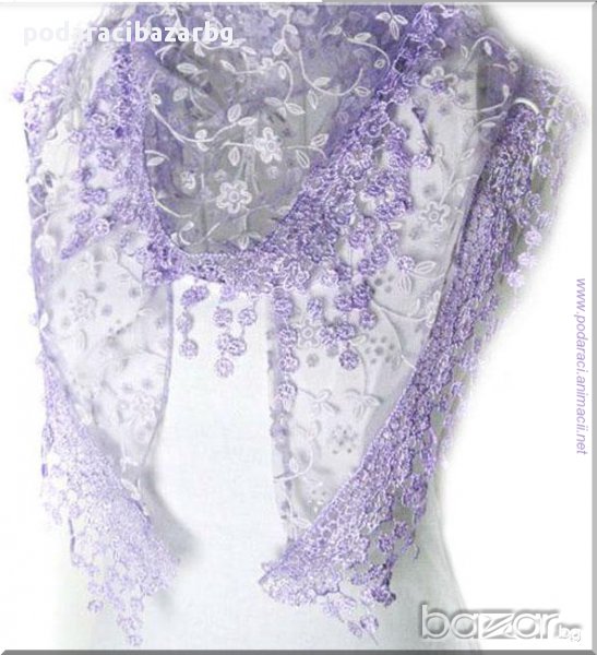 ШАЛ – ДАНТЕЛА И ЦВЕТЯ, снимка 1