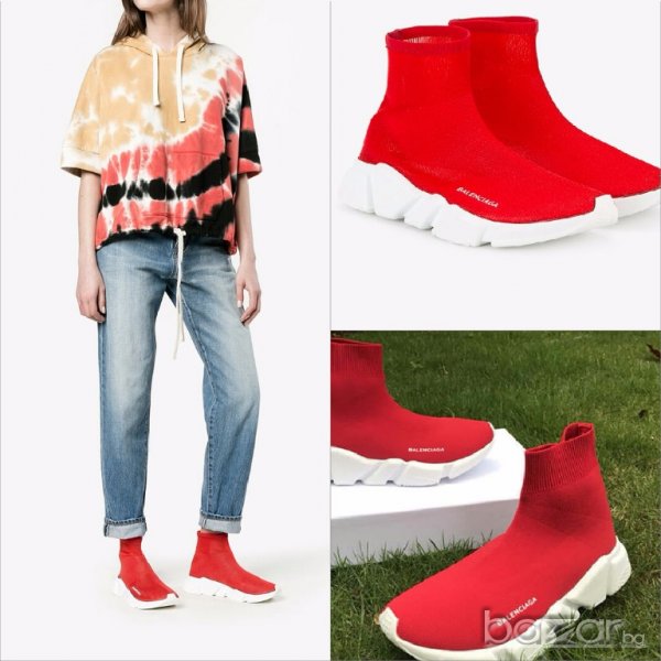 Balenciaga speed trainer red дамски спортни обувки реплика , снимка 1