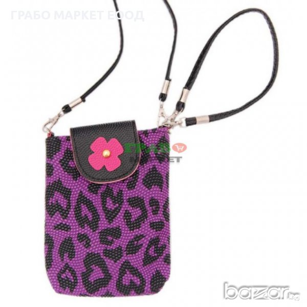 Цветна дамска чантичка - портмоне с тигрова шарка, изработена от изкуствена кожа, снимка 1