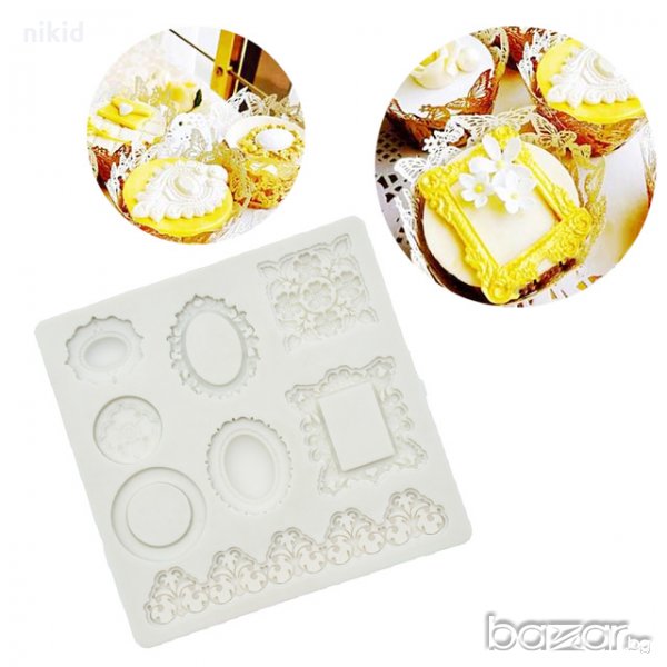 Микс Мини рамки силиконов молд форма за украса торта с фондан, снимка 1
