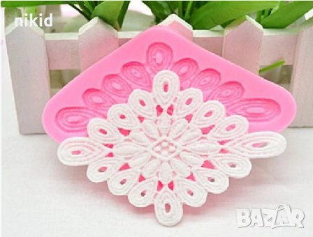 Дантелено Каре ромб силиконов молд форма за декорация торта фондан шоколад и др, снимка 1