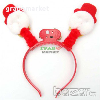 Светеща коледна диадема с декоративни фигурки - снежни човечета. Изработена от PVC материал. , снимка 1