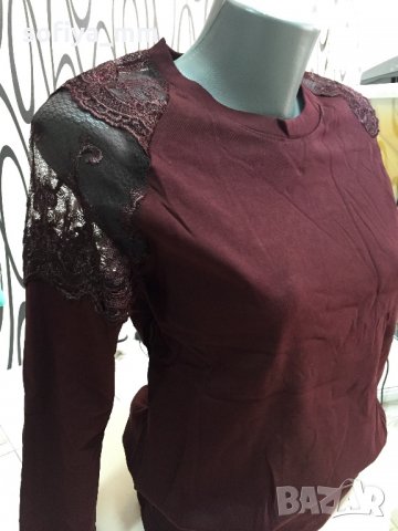 Дамска блуза с дантела , снимка 1 - Блузи с дълъг ръкав и пуловери - 22769484