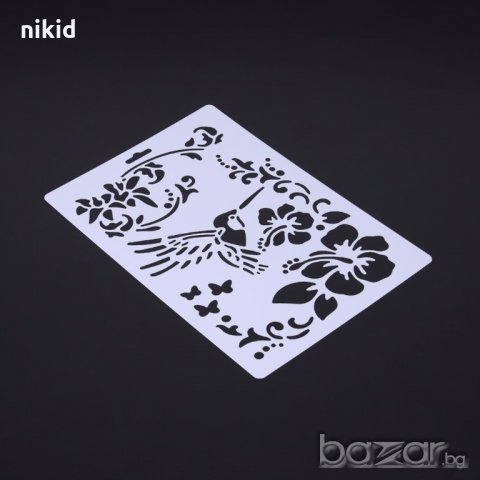 птичка Колибри на Китайска роза шаблон стенсил спрей за торта украса кекс декорация с пудра захар