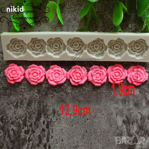 7 наредени розички ивица кант борд лента силиконов молд форма декорация торта фондан украса, снимка 1 - Форми - 22203385