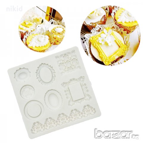 Микс Мини рамки силиконов молд форма за украса торта с фондан