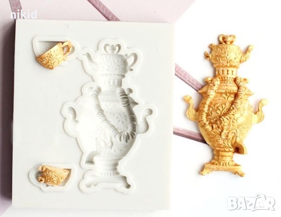 Двоен Чайник чашки силиконов молд форма декор торта фондан украса