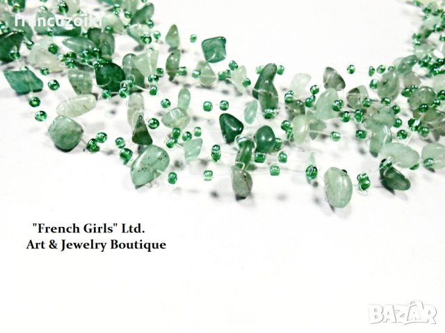 Колие от зелен авантюрин - многоредно, снимка 3 - Колиета, медальони, синджири - 22735104