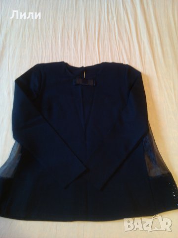  черна спортно елегантна блуза, снимка 4 - Блузи с дълъг ръкав и пуловери - 23192185