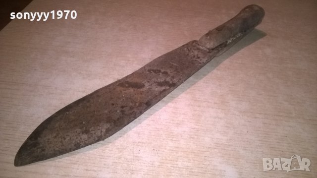 стар нож-антика-40х7см-метален с дървена дръжка, снимка 3 - Колекции - 26171384