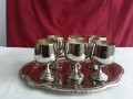 Посребрени чашки за ракия с поднос, снимка 3