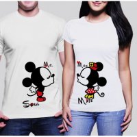 МЪЖКА ТЕНИСКА MICKEY MOUSE И ДАМСКА ТЕНИСКА MINNIE MOUSE KISS, снимка 1 - Тениски - 18902376