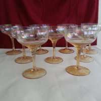 Ретро стъклени чаши за вино кана и чаши перлени и гравирани , снимка 13 - Антикварни и старинни предмети - 20343831