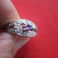 Страхотен посребрен  пръстен  с аметист, снимка 2 - Пръстени - 23705881