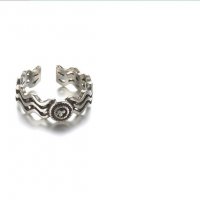 Сребърен пръстен вълни+цвете, снимка 1 - Пръстени - 19831669