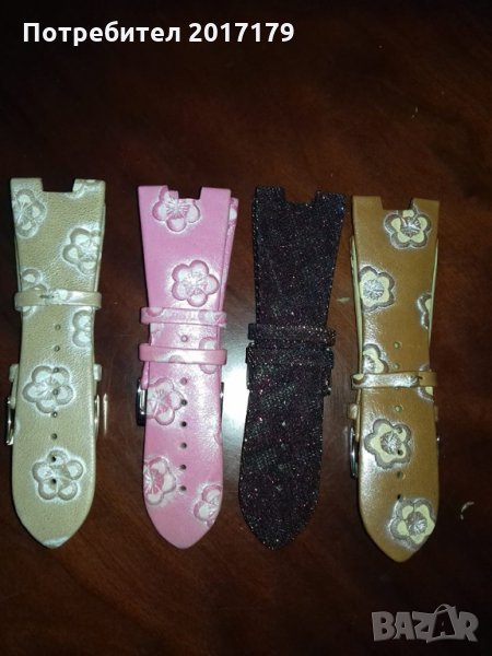 Кожена каишка  широка за дамски часовник с цветя или брокат, снимка 1