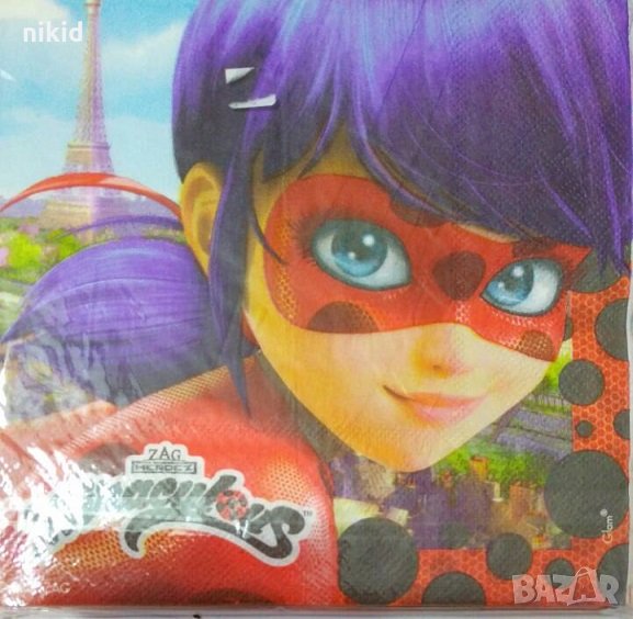 Калинката miraculous ladybug 10 парти салфетки рожден ден, снимка 1