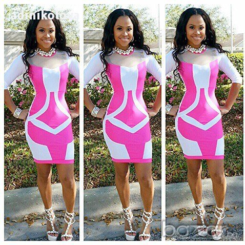 Нова розово - бяла рокля, снимка 1