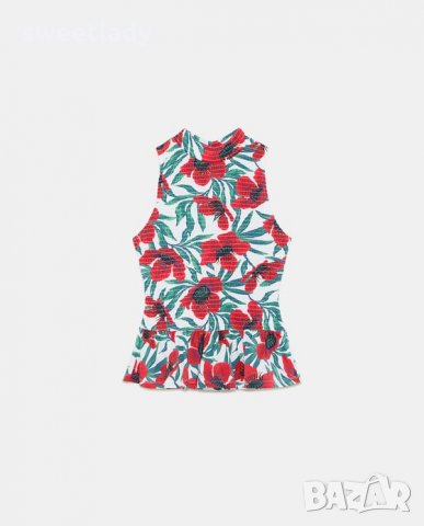  Zara-моден топ Флорал, снимка 4 - Корсети, бюстиета, топове - 25200573